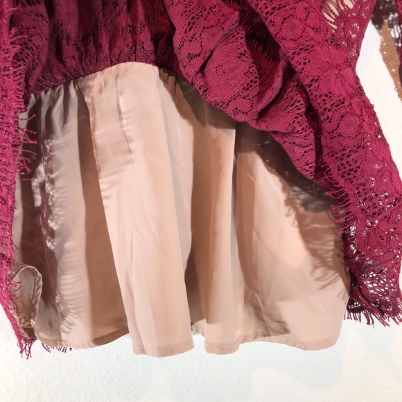 Anthropologie Maeve Maroon Red Peplum Lace - Picture 7 of 8